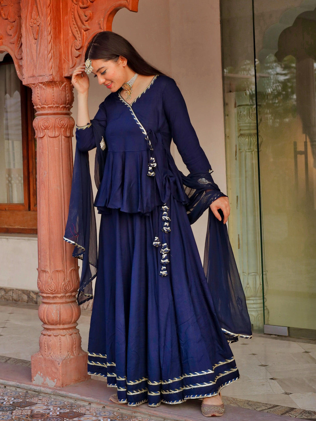 Navy-Blue-Rayon-Embroidered-Lehenga-Set