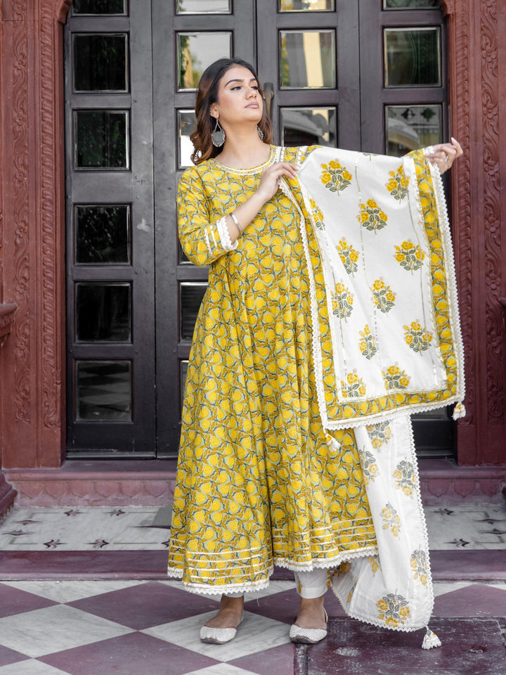 Mustard-Cotton-3-Piece-Anarkali-Set