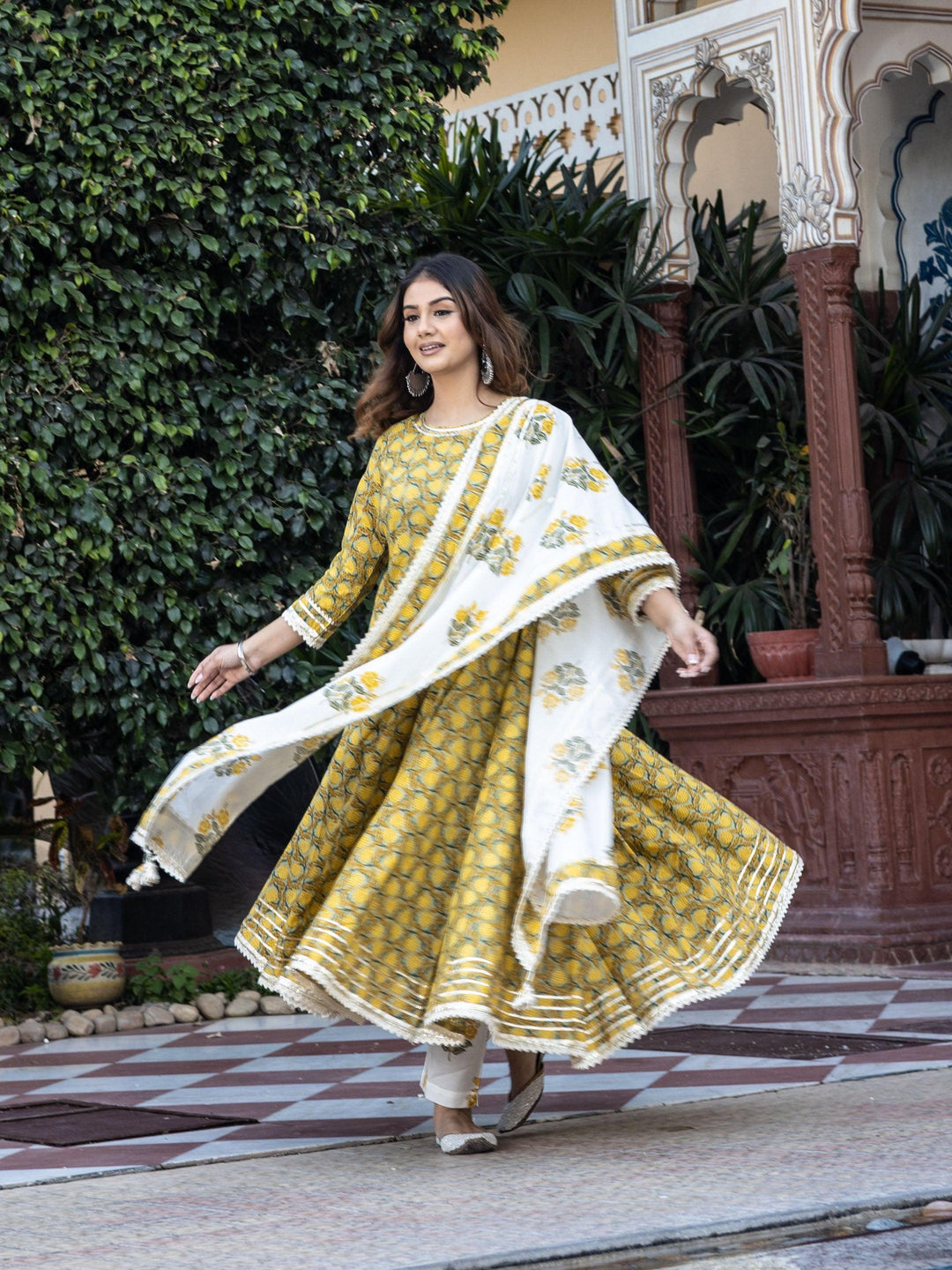 Mustard-Cotton-3-Piece-Anarkali-Set