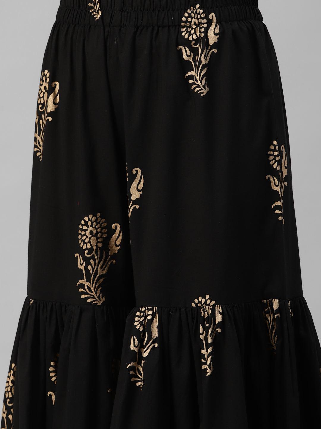 Black-Cotton-3-Piece-Sharara-Set