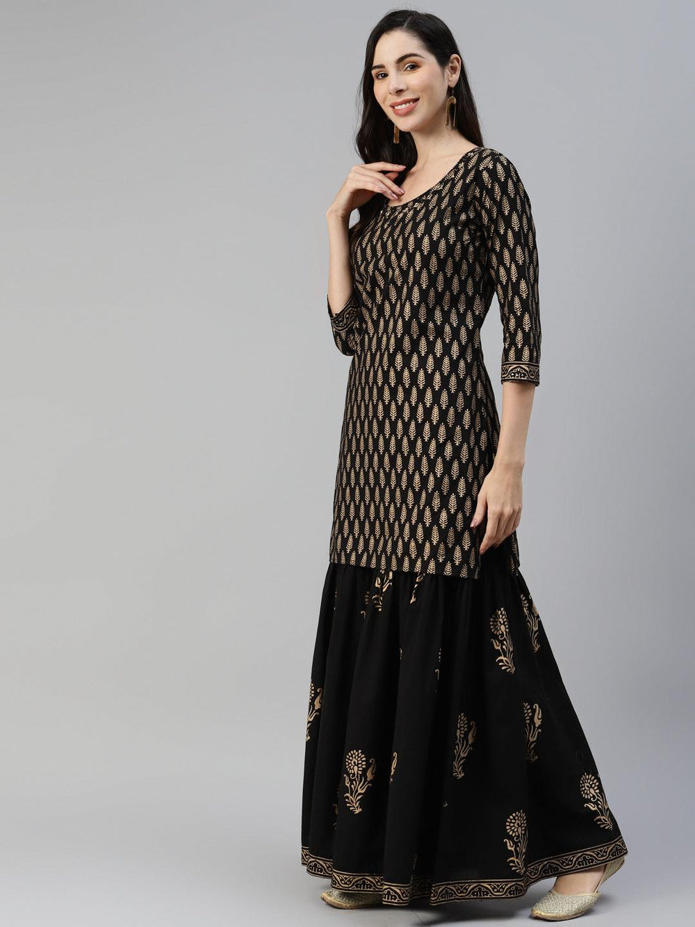 Black-Cotton-3-Piece-Sharara-Set