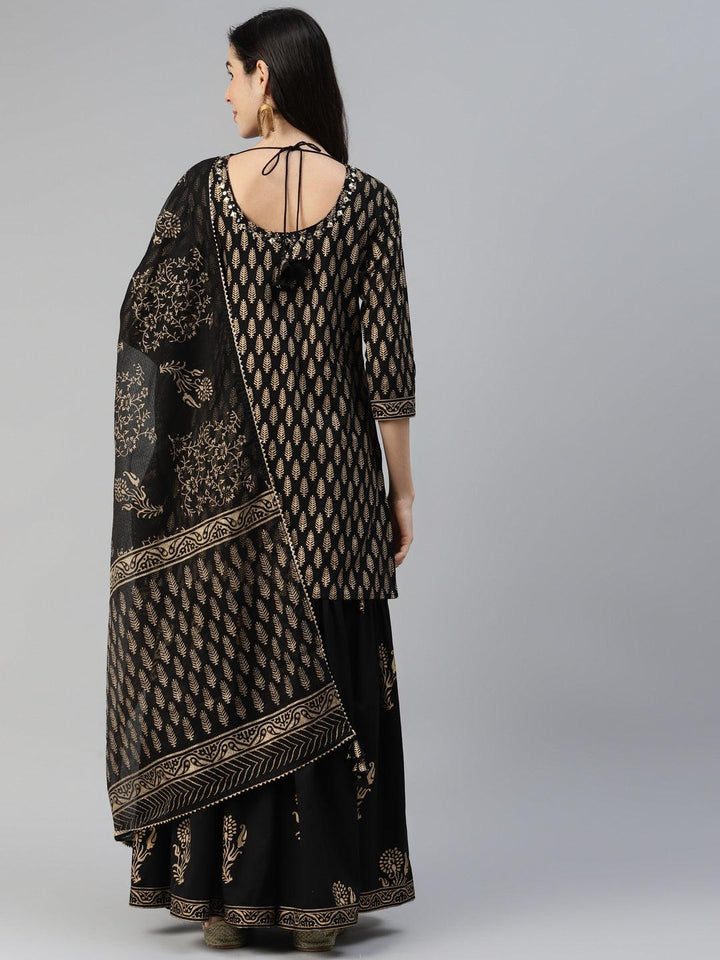 Black-Cotton-3-Piece-Sharara-Set