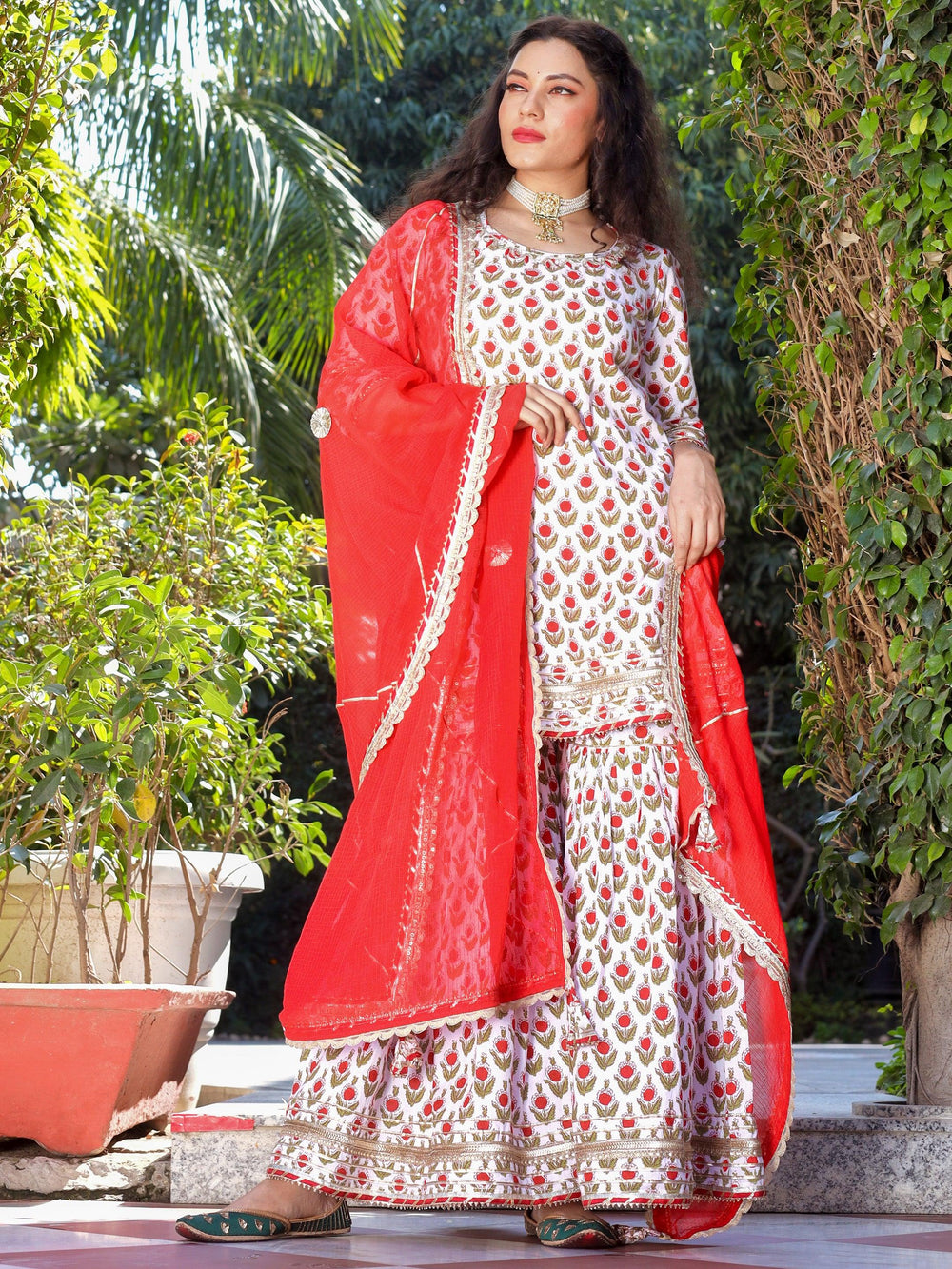 Red-&-White-Cotton-Zardozi-Sharara-Set-With-Red-Dupatta