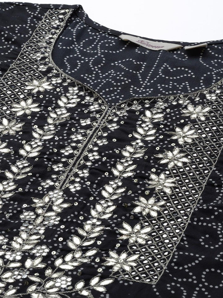 Black-&-White-cotton-3-Piece-Kurta-Set