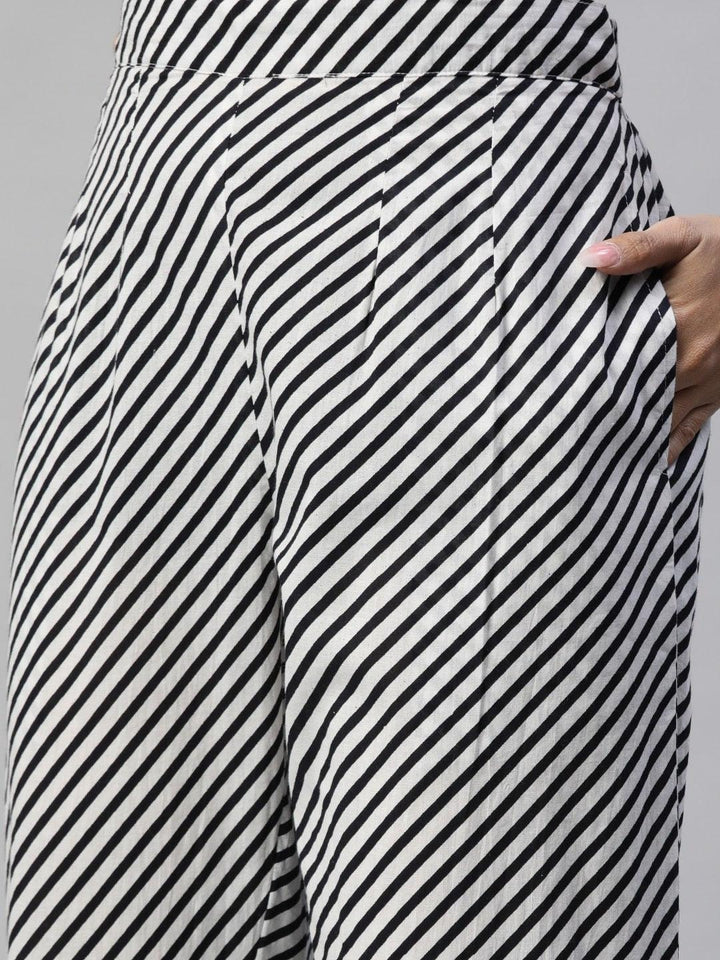 Black-&-White-cotton-3-Piece-Kurta-Set