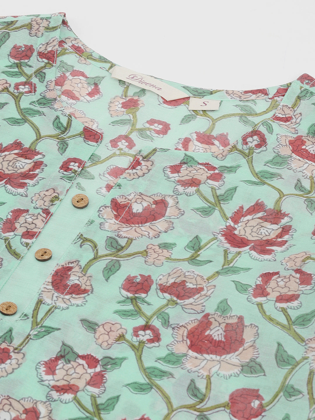 Green-Chanderi-Floral-Printed-2-Piece-Kurta-Set