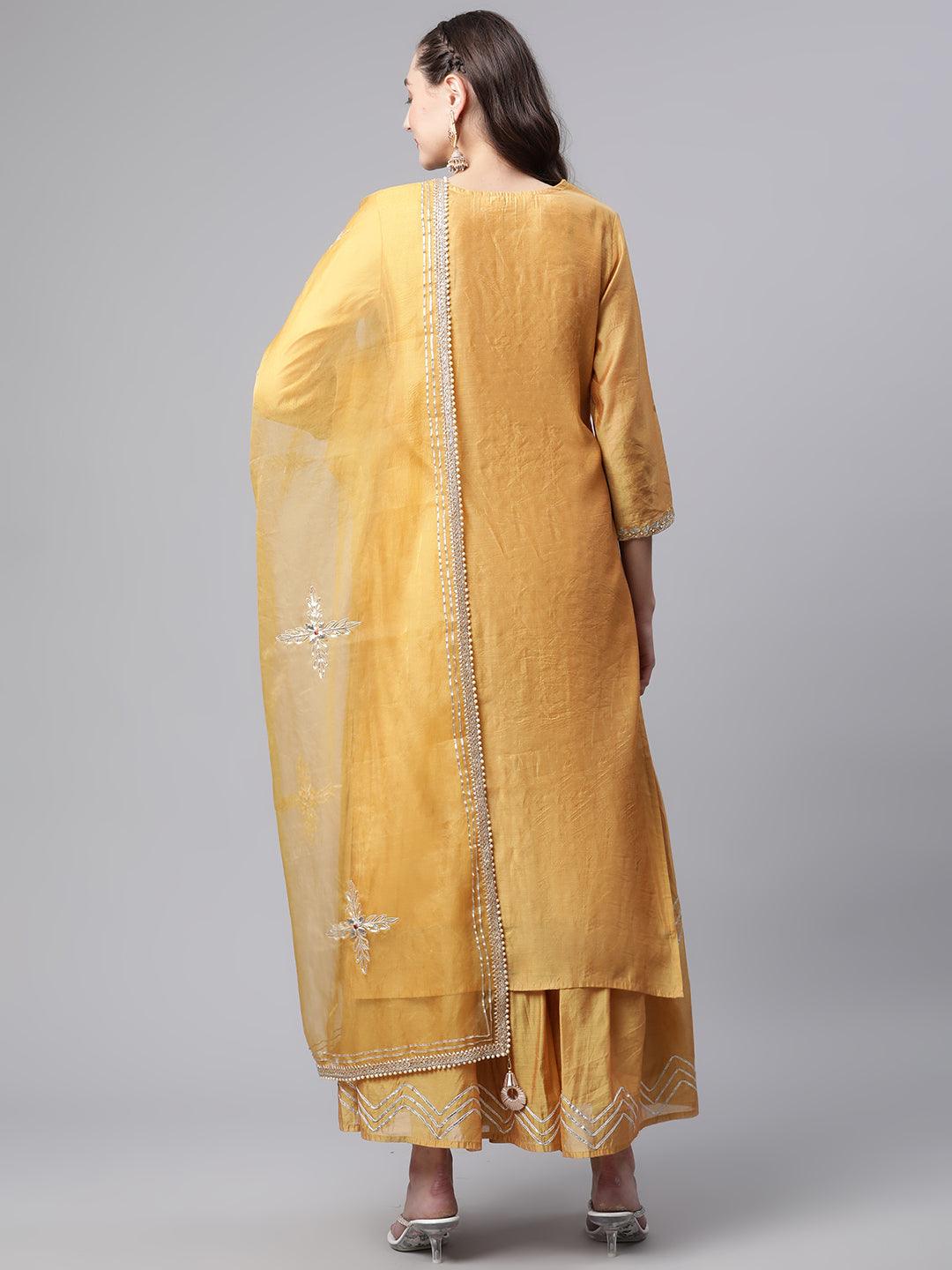 Yellow-Gold-Chenderi-Embroidered-3-Piece-Kurta-Set
