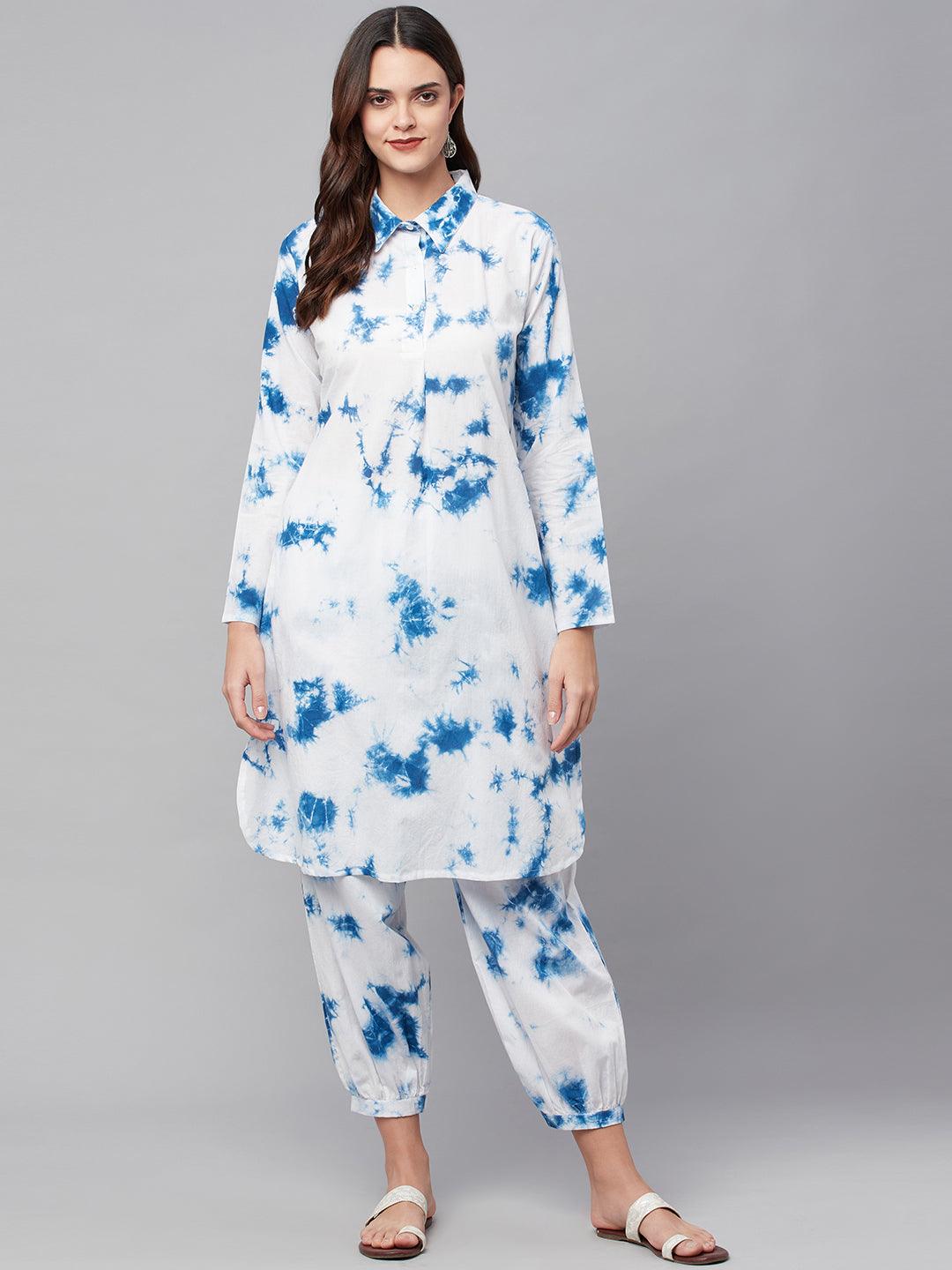Blue-Cotton-Shirt-Style-2-Piece-Kurta-Set