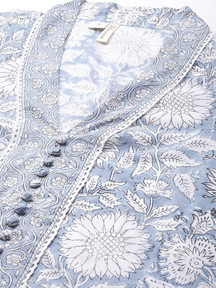 Sky-Blue-Cotton-Hand-Block-Printed-Straight-3-Piece-Kurta-Set