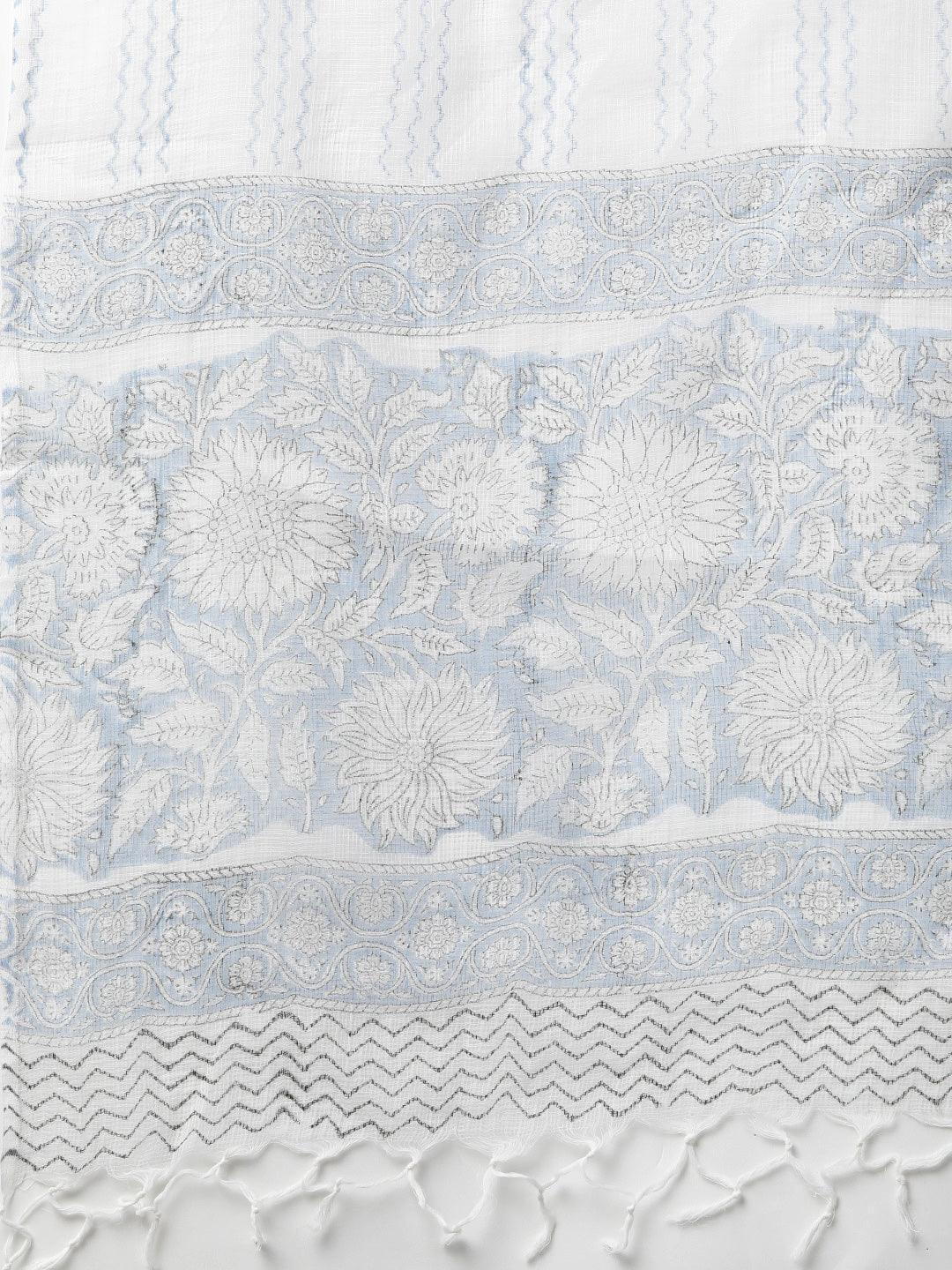 Sky-Blue-Cotton-Hand-Block-Printed-Straight-3-Piece-Kurta-Set