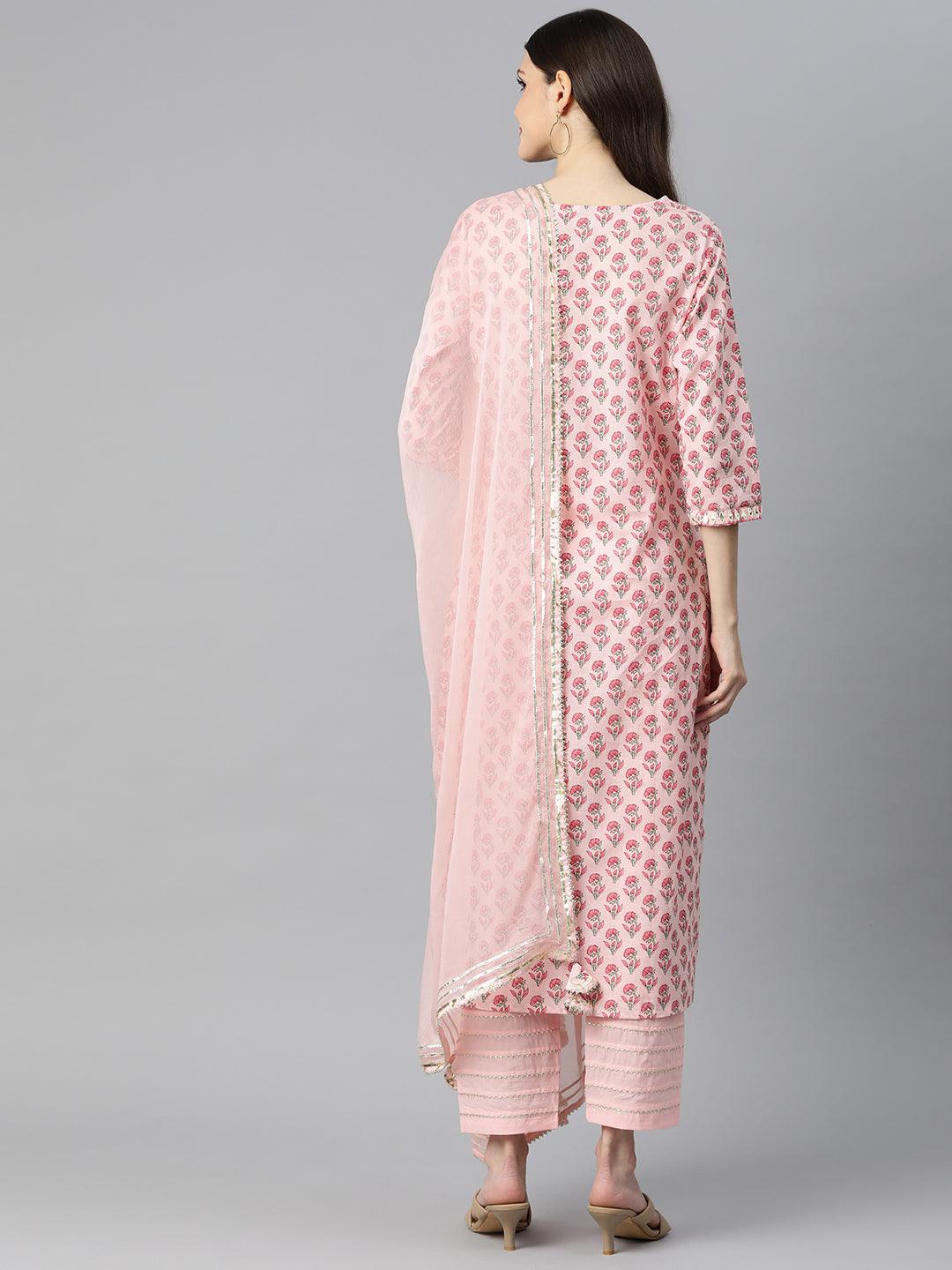 Pink-Cotton-Straight-3-Piece-Kurta-Set