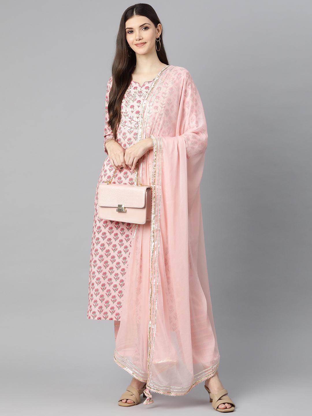 Pink-Cotton-Straight-3-Piece-Kurta-Set