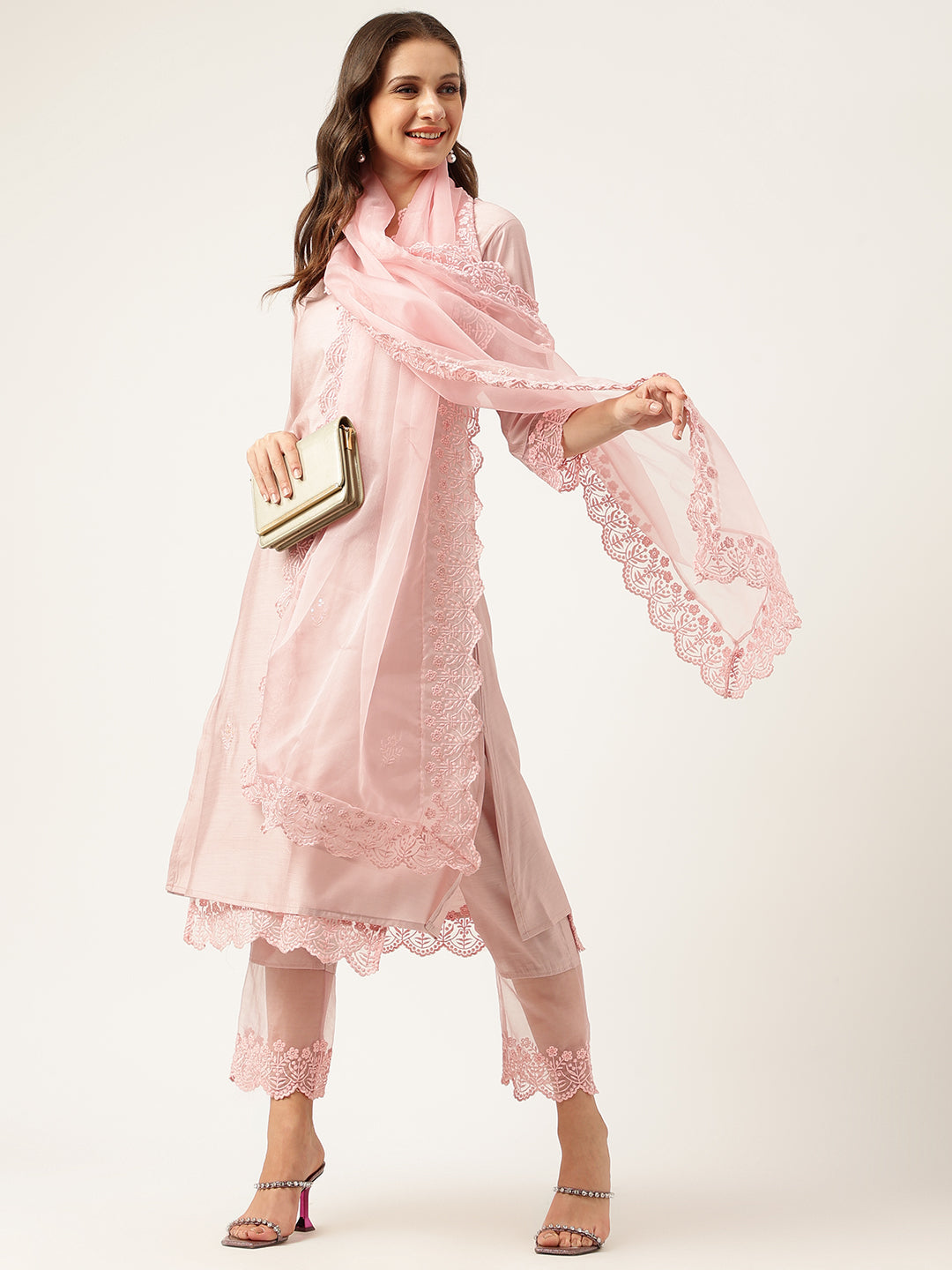 Peach-Cotton-Chanderi-3-Piece-Kurta-With-Inner