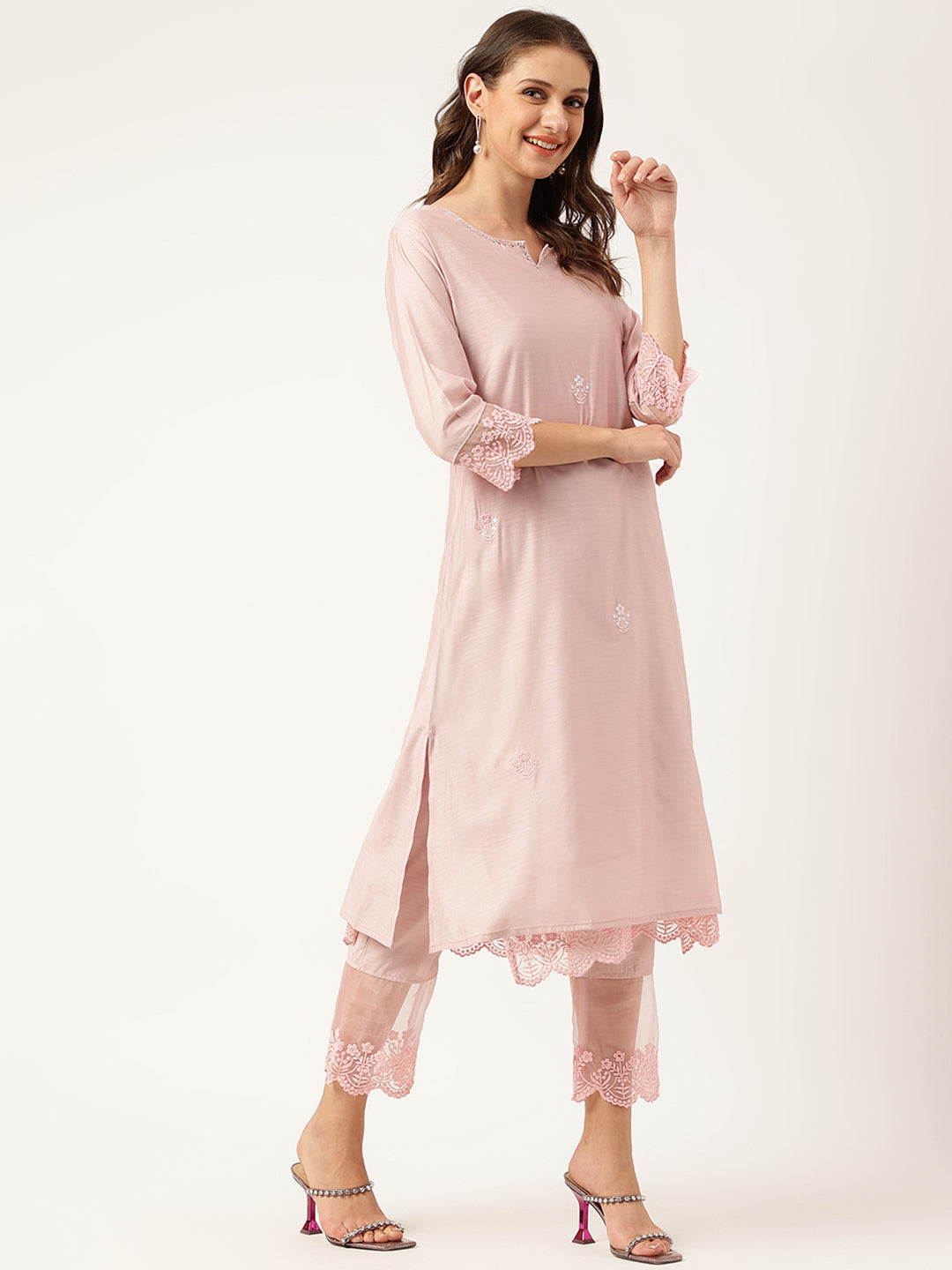 Peach-Cotton-Chanderi-3-Piece-Kurta-With-Inner