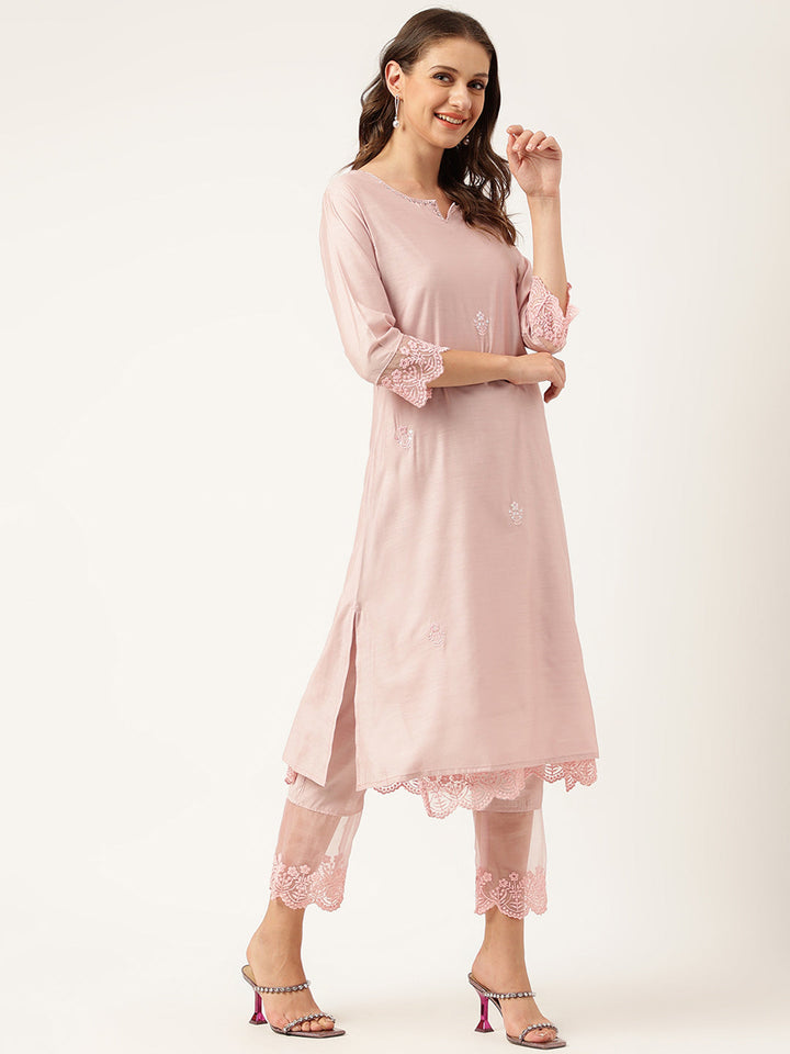 Peach-Cotton-Chanderi-3-Piece-Kurta-With-Inner