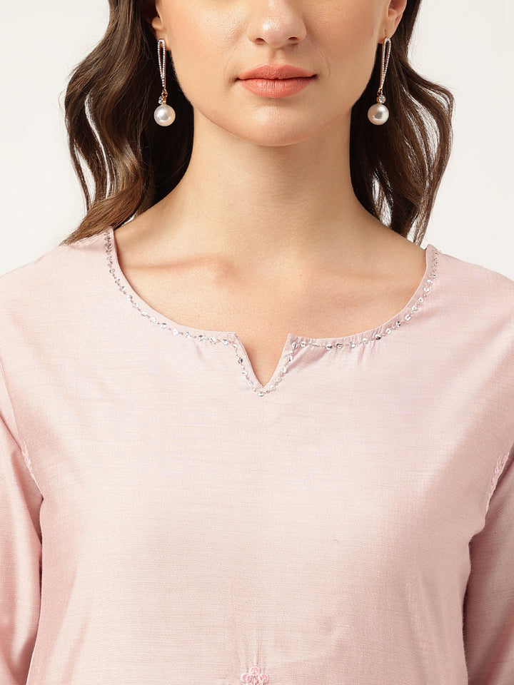 Peach-Cotton-Chanderi-3-Piece-Kurta-With-Inner