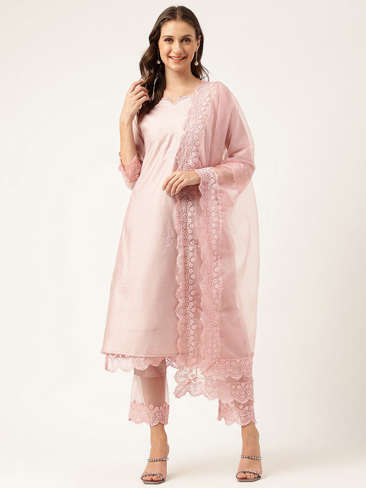Peach-Cotton-Chanderi-3-Piece-Kurta-With-Inner