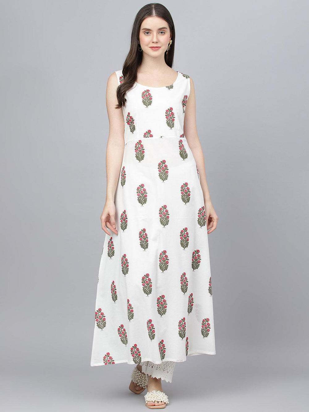 White-Cotton-Floral-Kurta-With-Jacket