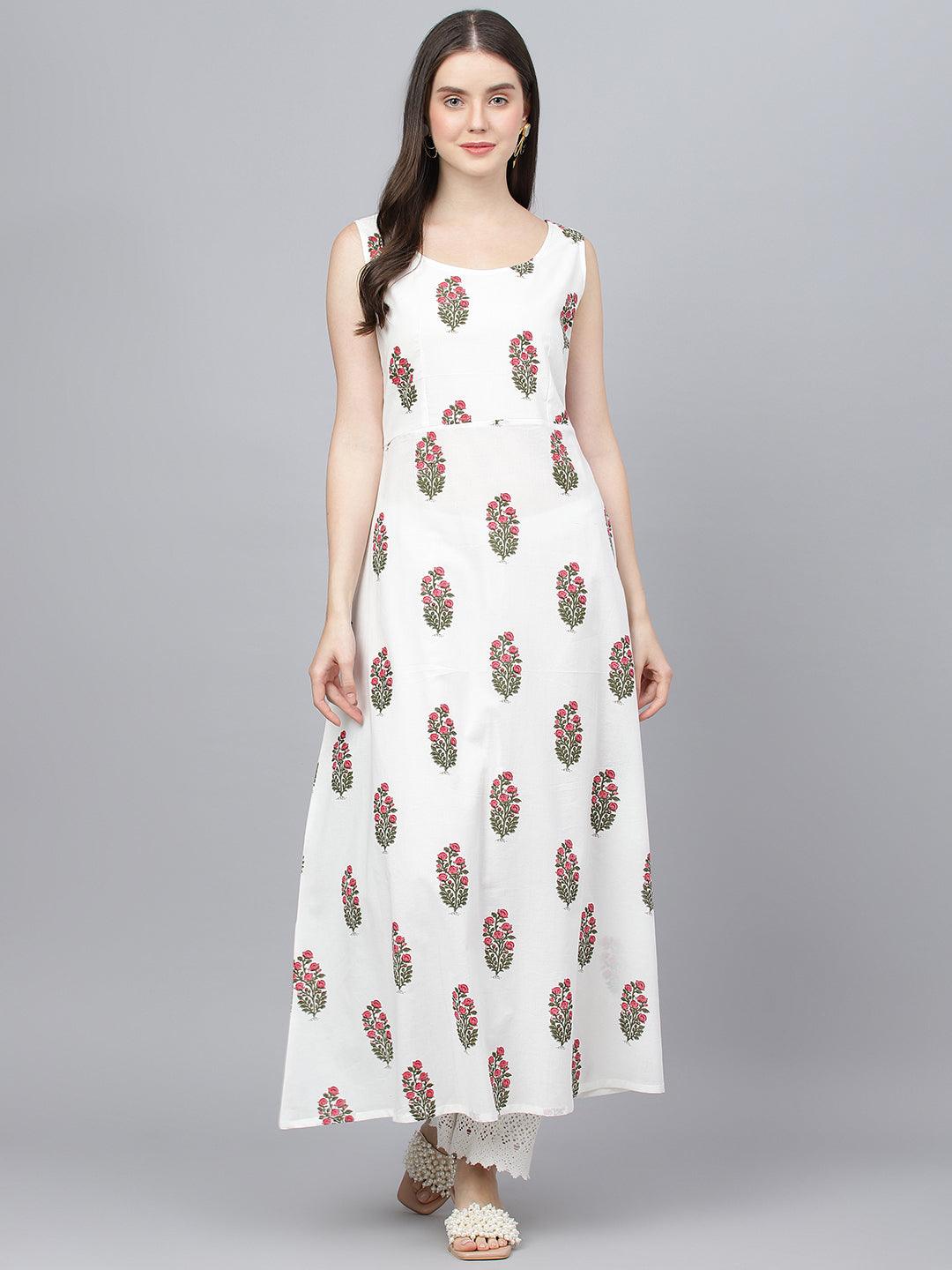 White-Cotton-Floral-Kurta-With-Jacket