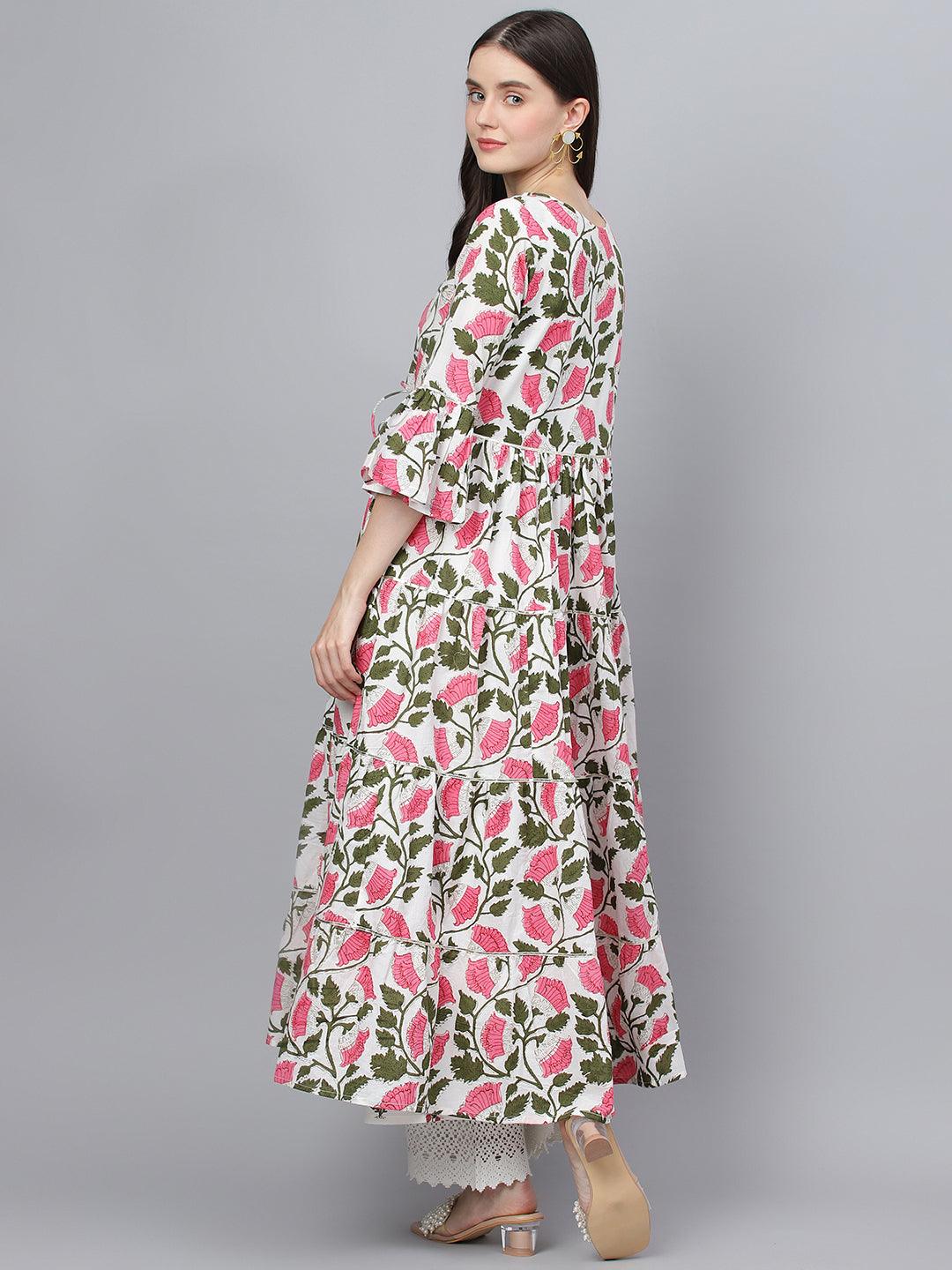 White-Cotton-Floral-Kurta-With-Jacket