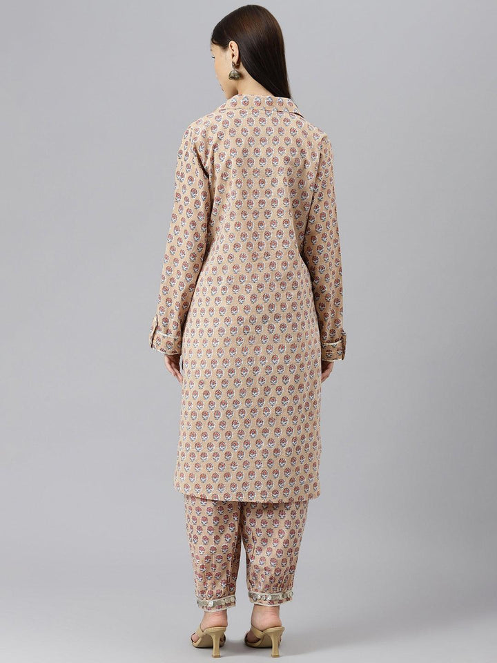 Beige-Pure-Cotton-Shirt-Style-Co-Ord-Set