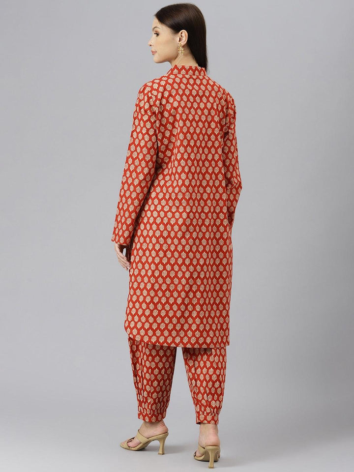 Maroon-Pure-Cotton-Shirt-Style-Co-Ord-Set