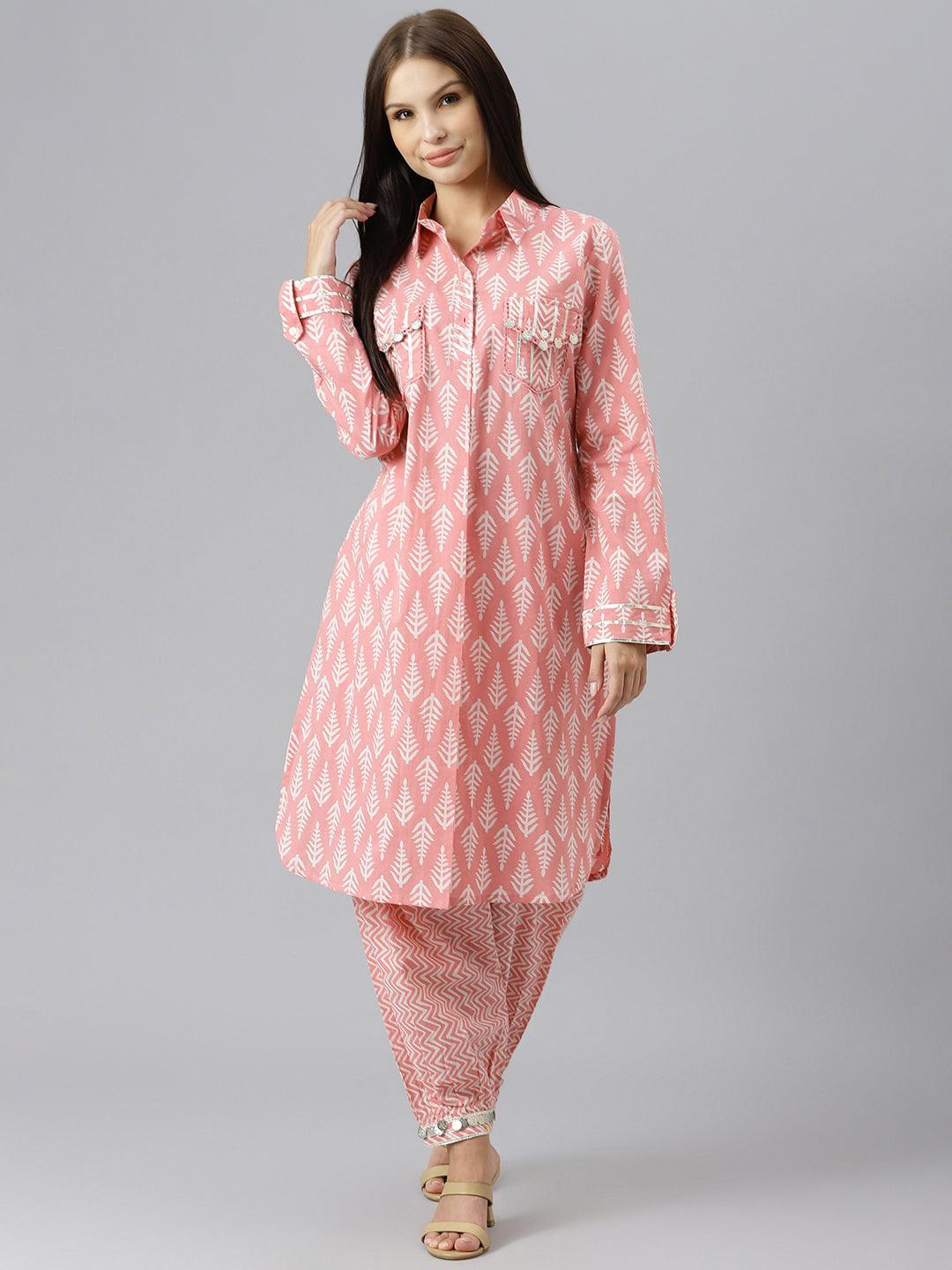 Pink-Pure-Cotton-Shirt-Style-Co-Ord-Set
