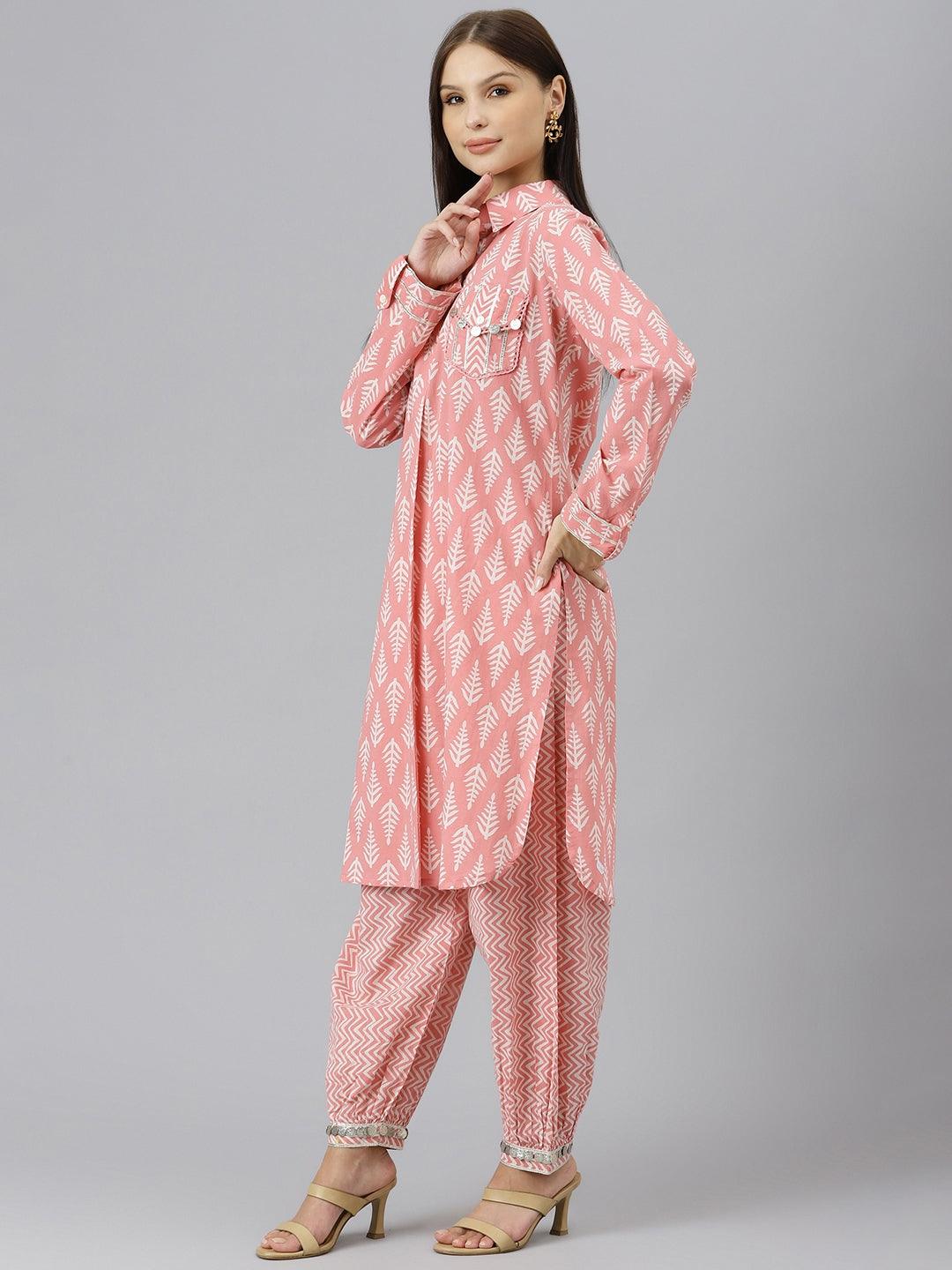 Pink-Pure-Cotton-Shirt-Style-Co-Ord-Set