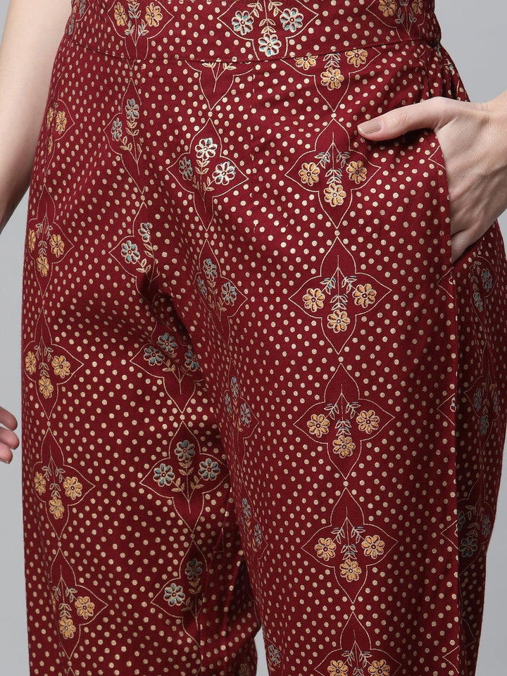 Maroon-Rayon-3-Piece-Kurta-Set