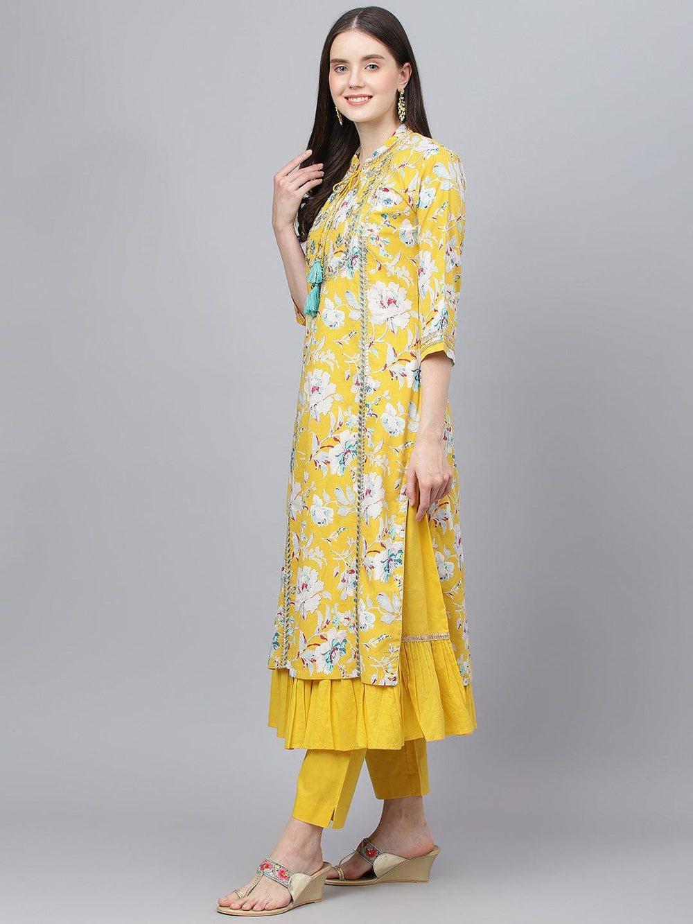 Yellow-Pure-Cotton-Cotton-3-Piece-Kurta-Set