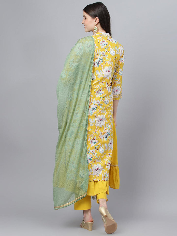 Yellow-Pure-Cotton-Cotton-3-Piece-Kurta-Set