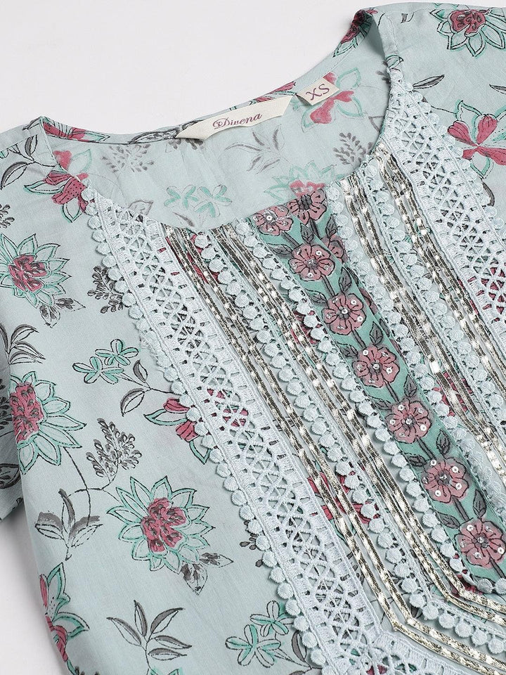 Sky-Blue-Cotton-Hand-Block-Straight-3-Piece-Kurta-Set