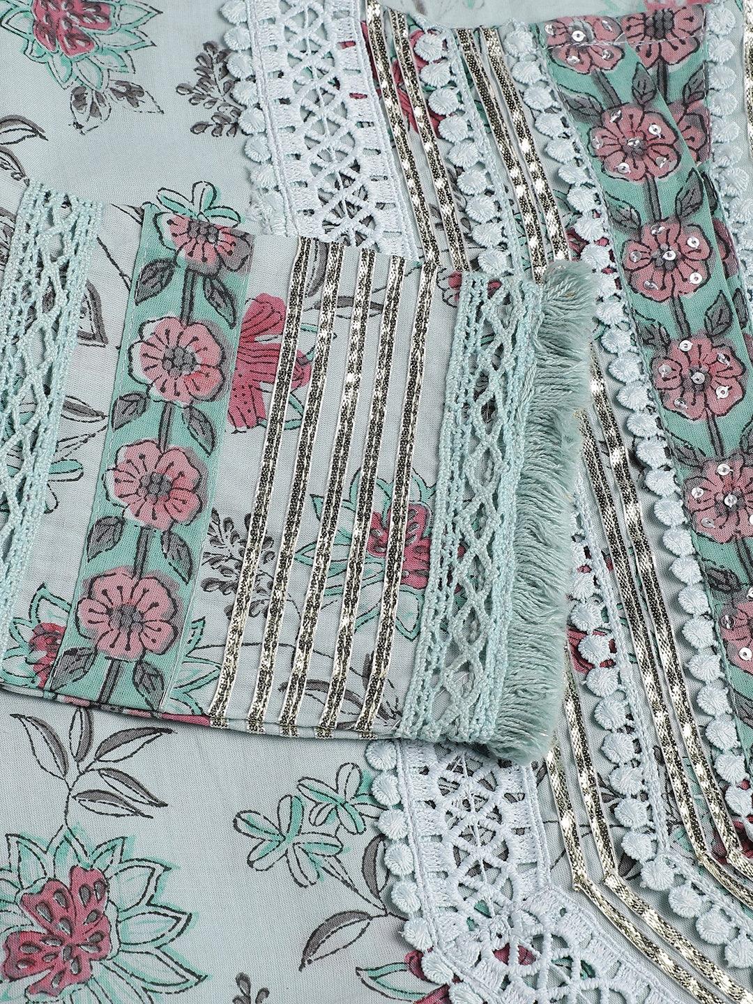 Sky-Blue-Cotton-Hand-Block-Straight-3-Piece-Kurta-Set