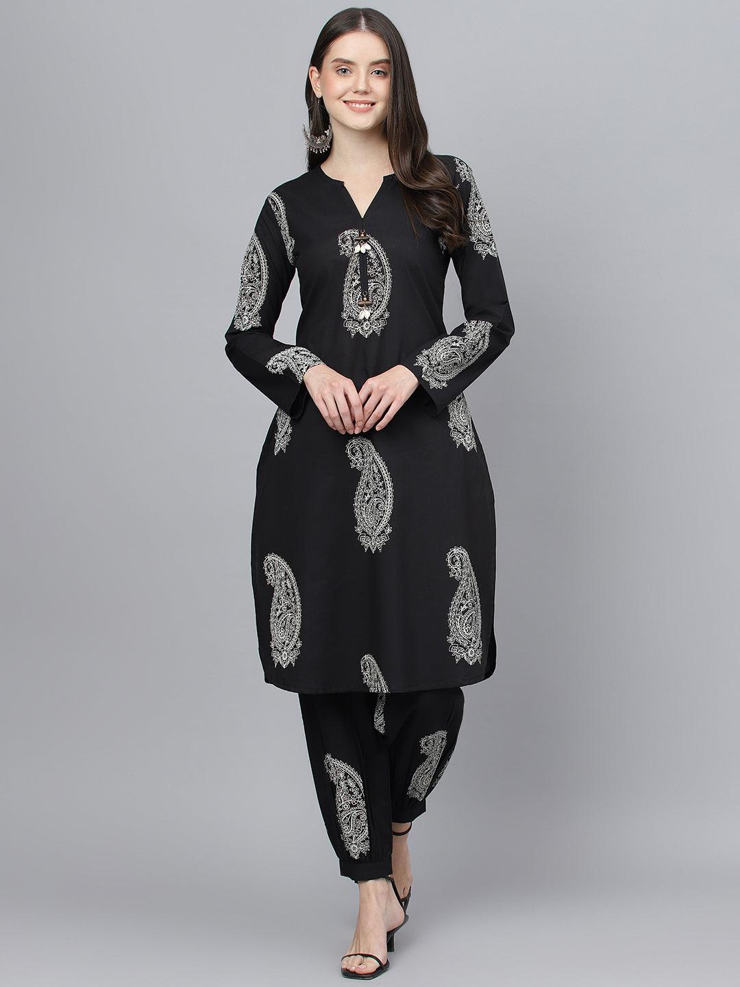 Black-Pure-Cotton-2-Piece-Kurta-Set