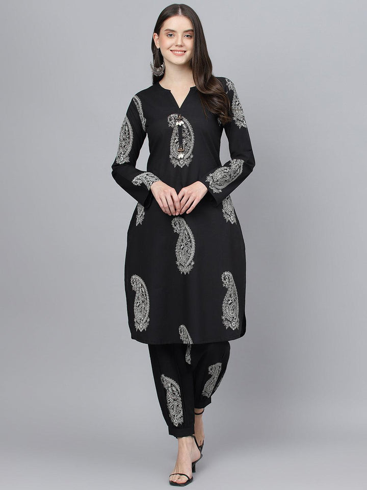 Black-Pure-Cotton-2-Piece-Kurta-Set