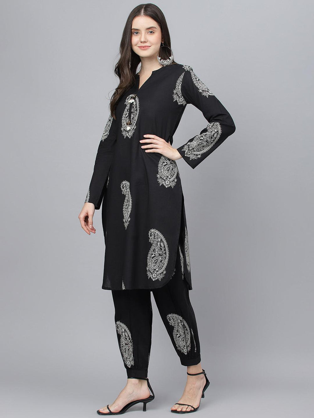 Black-Pure-Cotton-2-Piece-Kurta-Set