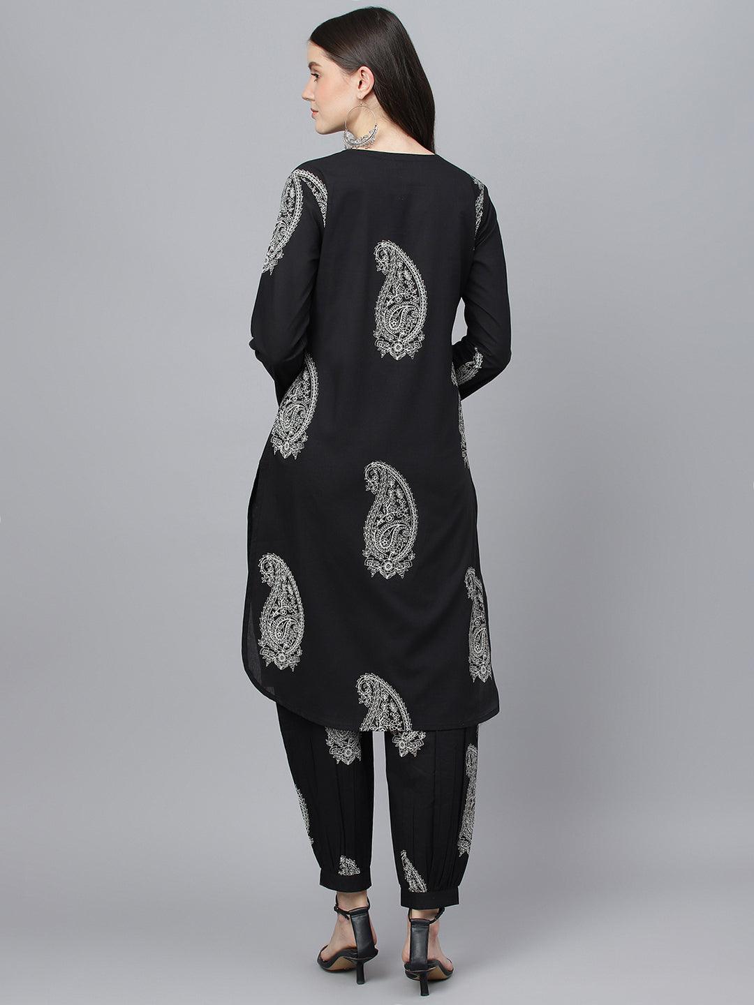 Black-Pure-Cotton-2-Piece-Kurta-Set