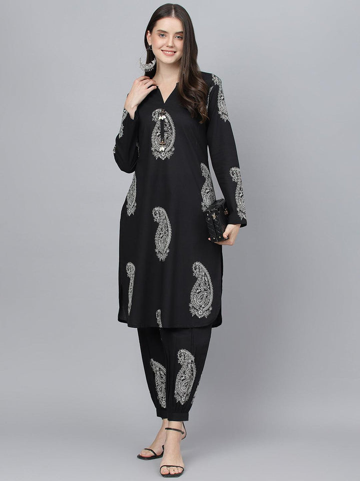 Black-Pure-Cotton-2-Piece-Kurta-Set