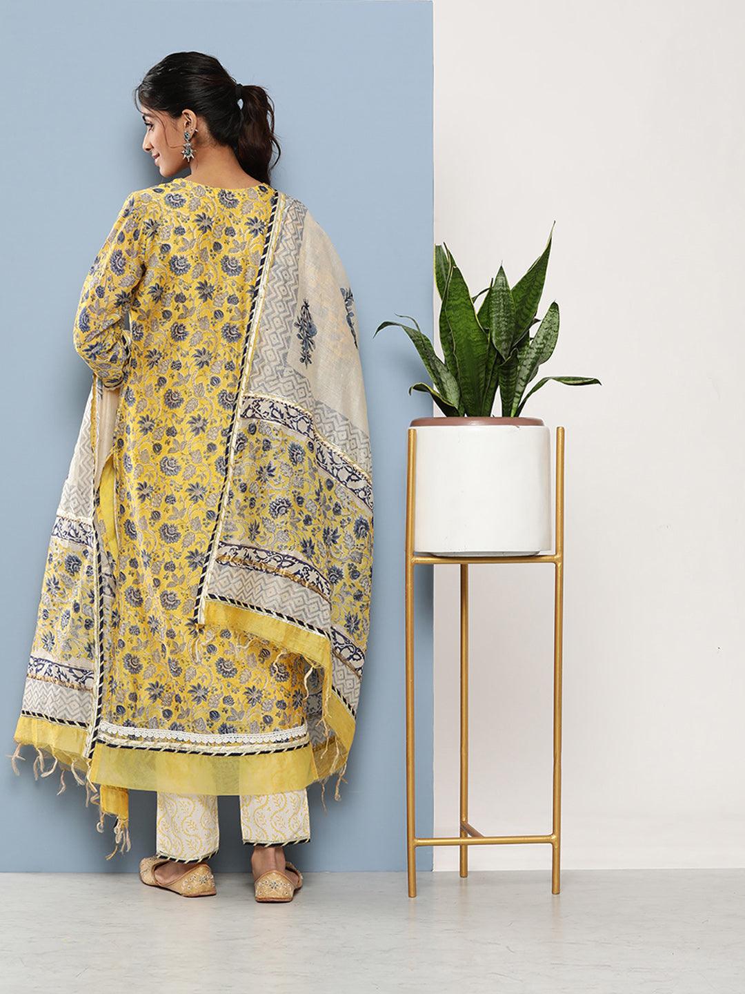 Yellow-Chanderi-Silk-3-Piece-Kurta-Set