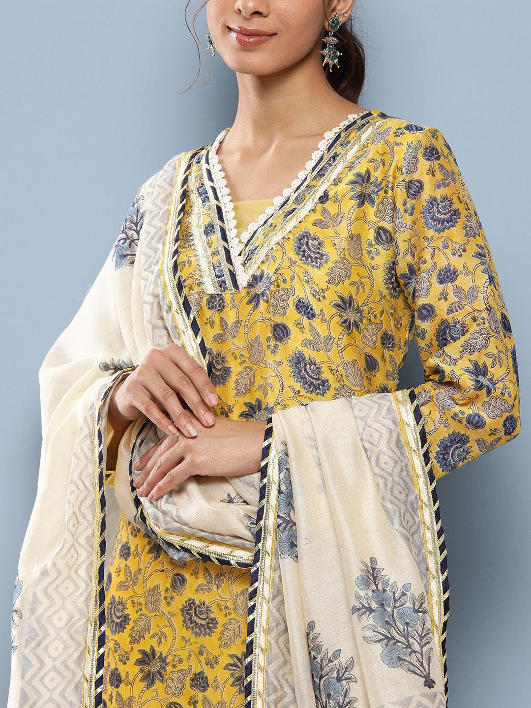 Yellow-Chanderi-Silk-3-Piece-Kurta-Set