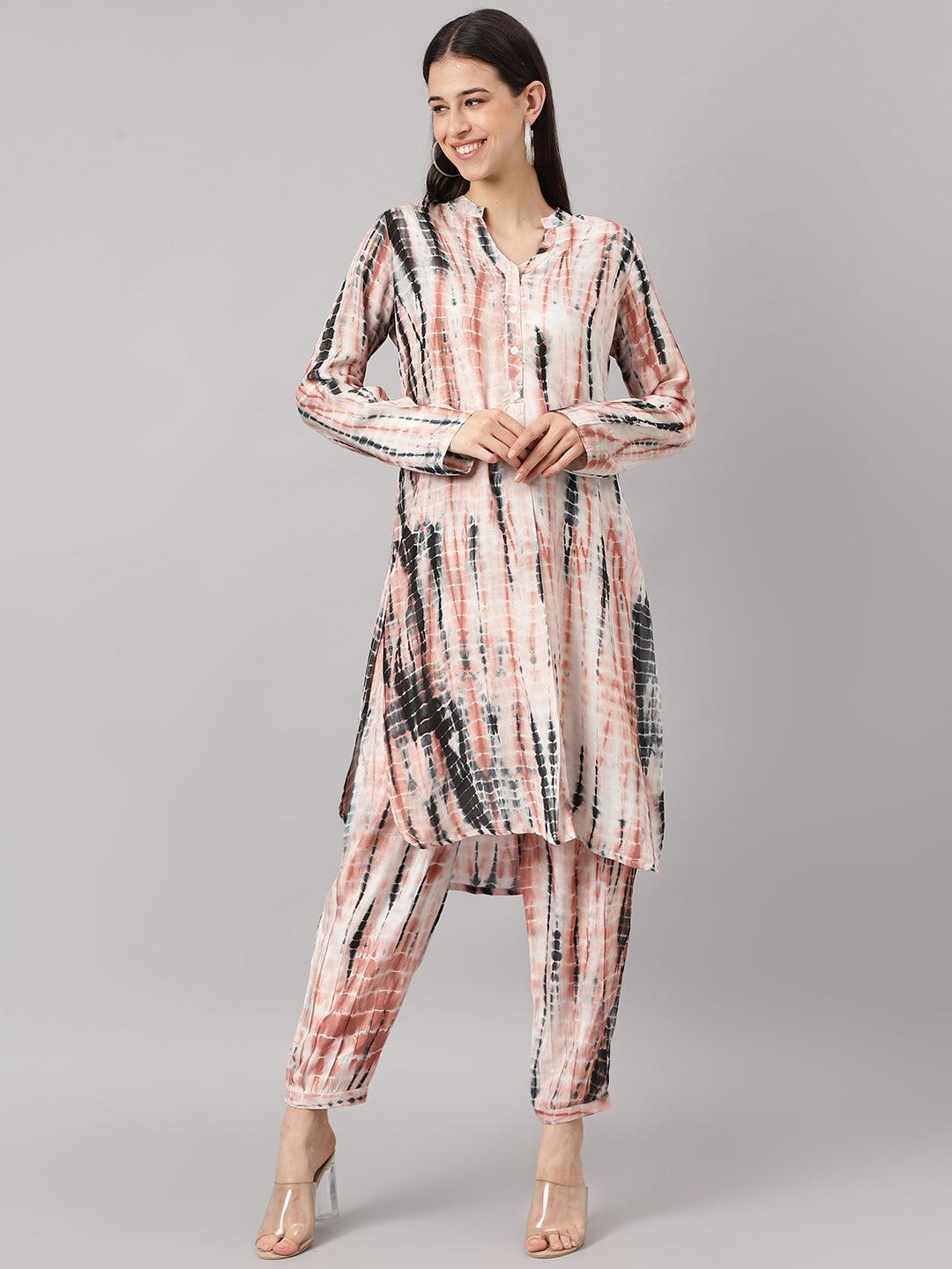 Cream-Muslin-Tie-And-Dye-2-Piece-Kurta-Set