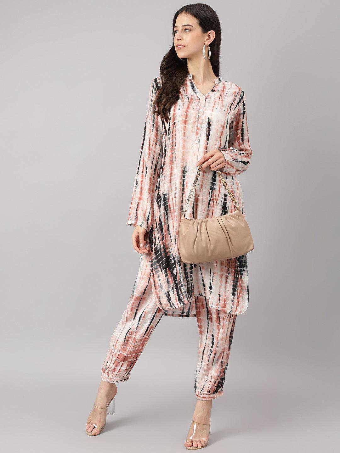 Cream-Muslin-Tie-And-Dye-2-Piece-Kurta-Set
