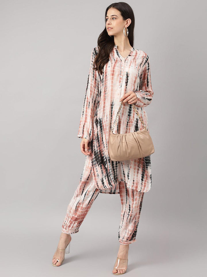 Cream-Muslin-Tie-And-Dye-2-Piece-Kurta-Set
