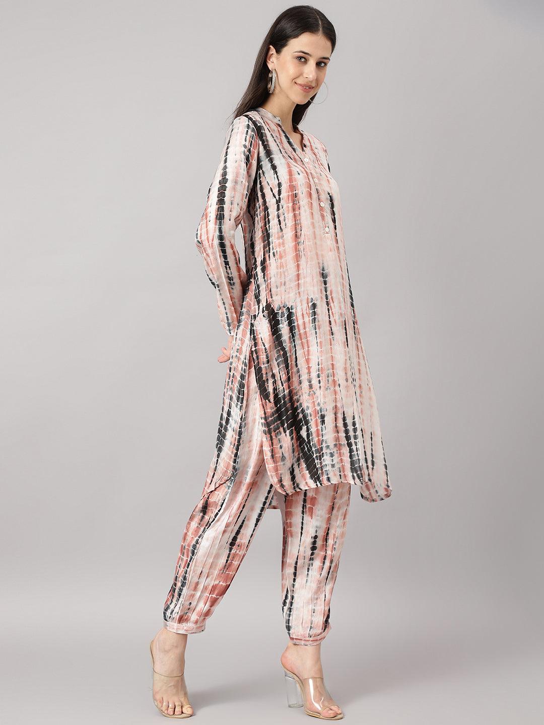 Cream-Muslin-Tie-And-Dye-2-Piece-Kurta-Set