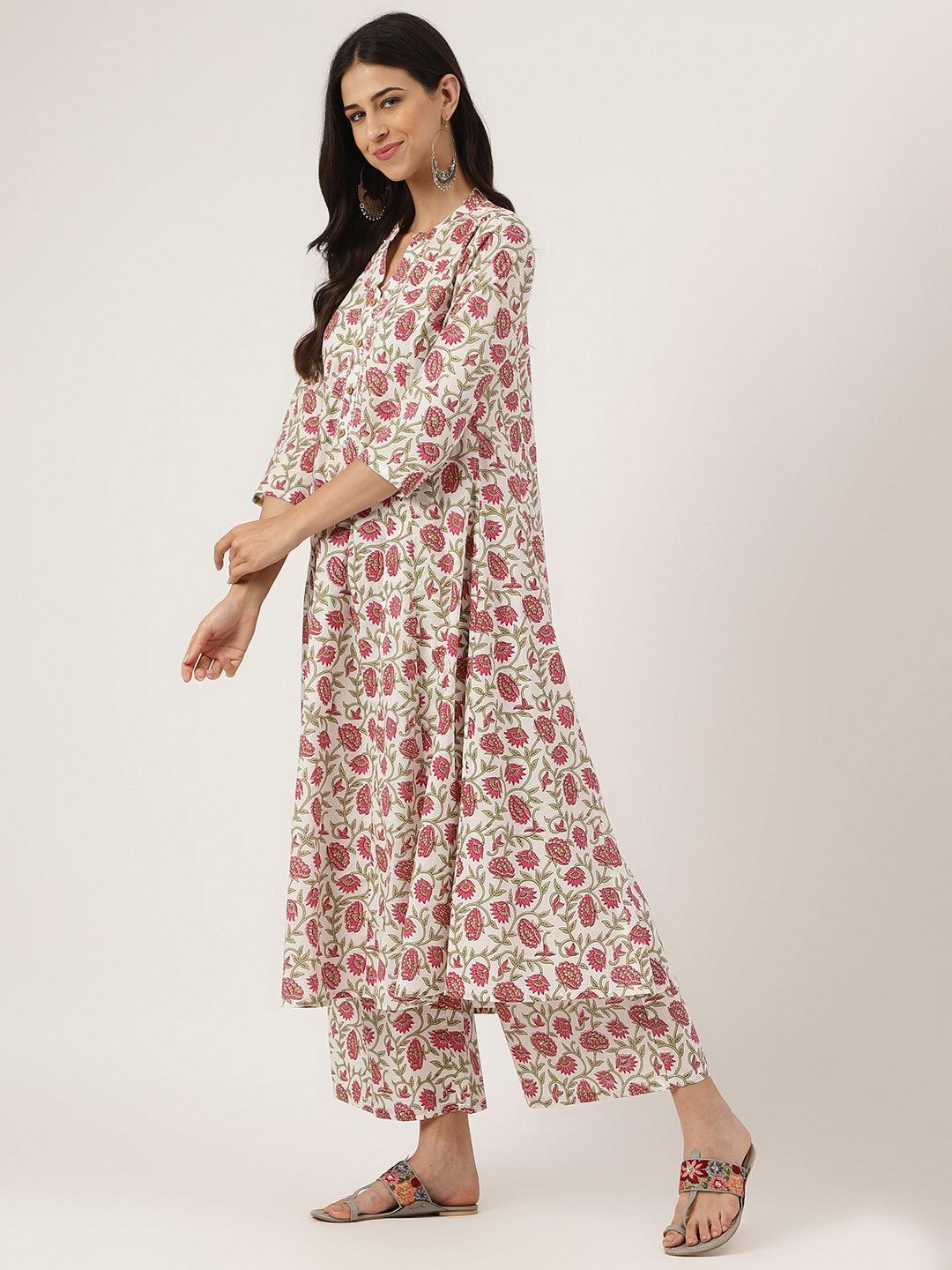 White-Floral-Printed-3-Piece-Kurta-Set