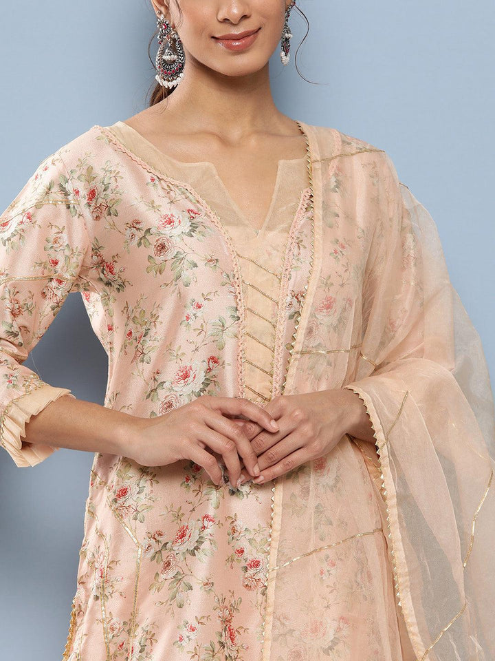 Light-Peach-Poly-Chanderi-Printed-3-Piece-Kurta-Set
