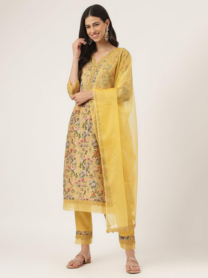 Beige-Poly-Chanderi-Floral-Printed-3-Piece-Kurta