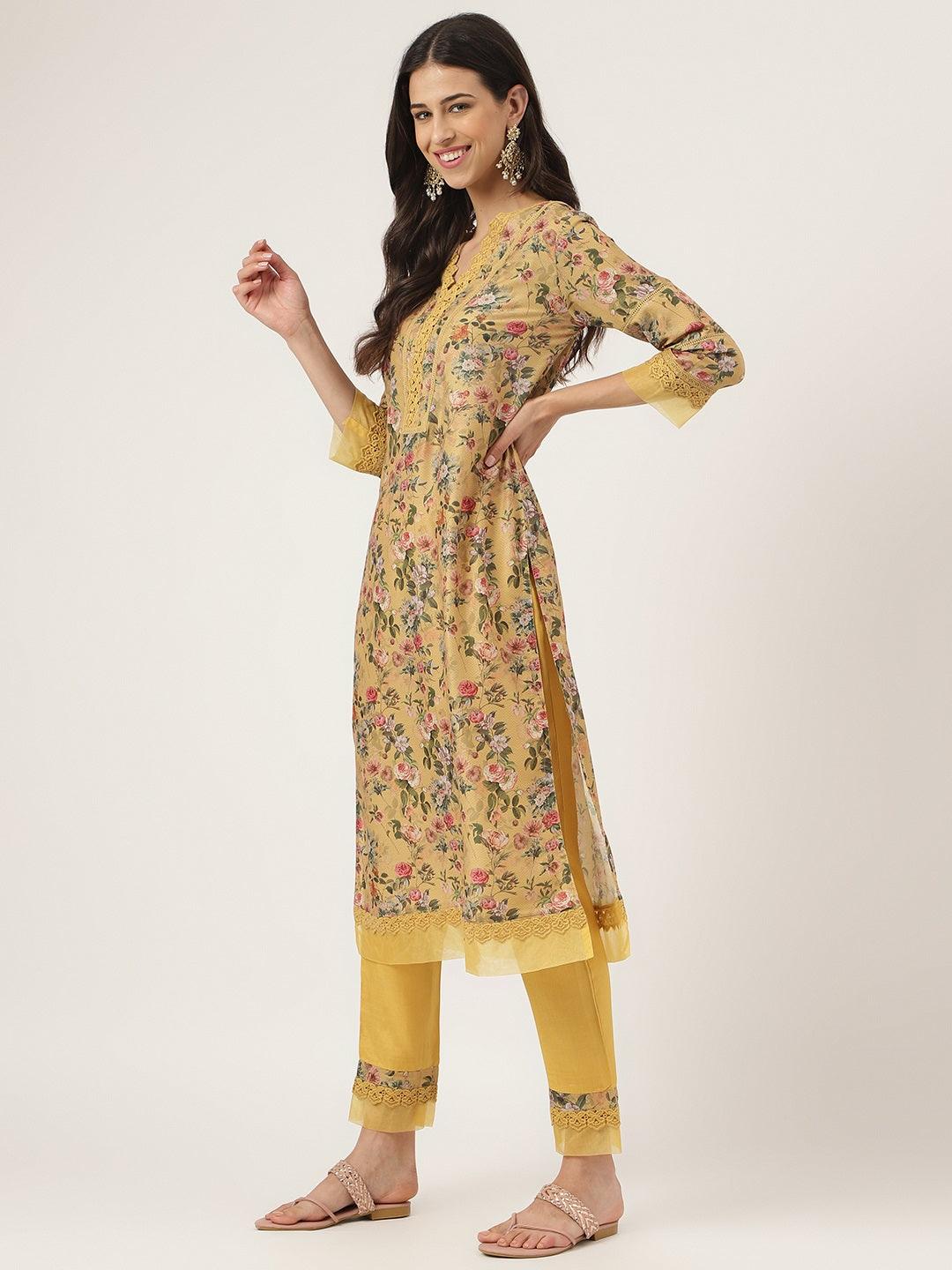 Beige-Poly-Chanderi-Floral-Printed-3-Piece-Kurta