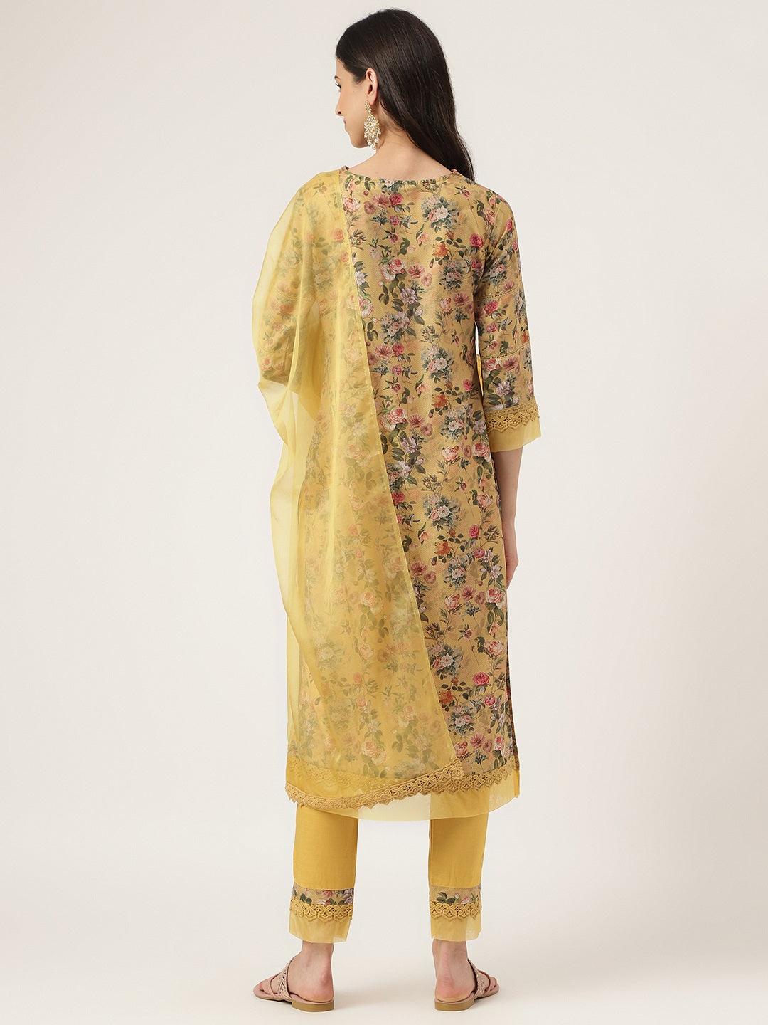 Beige-Poly-Chanderi-Floral-Printed-3-Piece-Kurta
