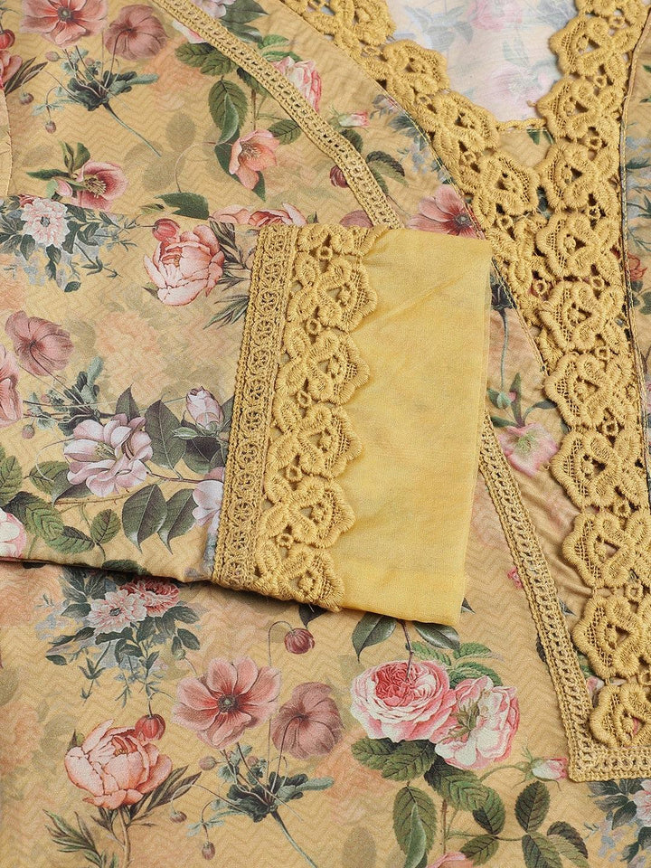 Beige-Poly-Chanderi-Floral-Printed-3-Piece-Kurta